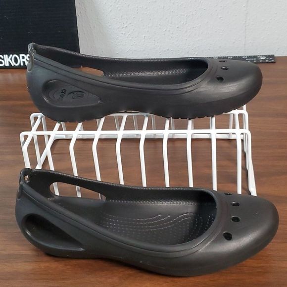 Crocs Womens Kadee Flats Flat Shoes Sandals Black Size 8‎ Like New! - Picture 1 of 9